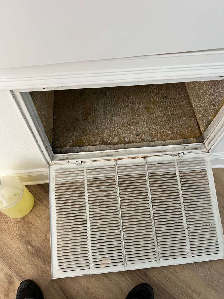 Heavy dust and pet hair removed from air ducts during residential cleaning service